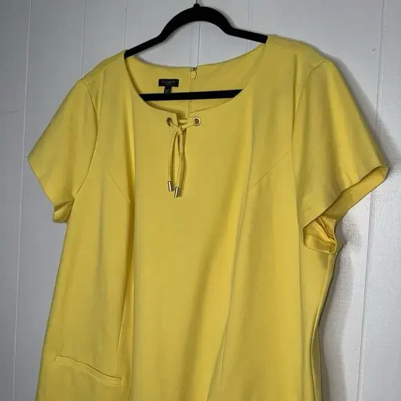 Talbots Women’s Yellow Shift Dress Size 22W - Picture 3 of 5